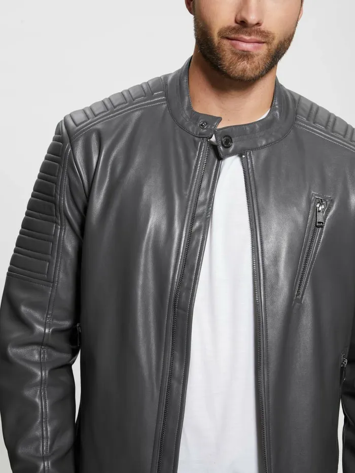 Jackets and Coats GUESS Men FauxLeather Biker Jacket Magnetic Jackets and Coats GUESS Men FauxLeather Biker Jacket Magnetic