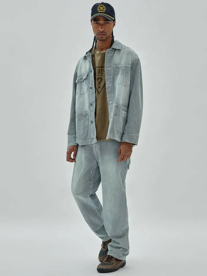 Jackets and Coats GUESS Originals Pinstripe Chore Jacket Indigo Yarn Dye GUESS Men