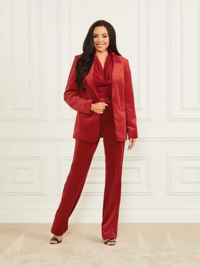 Jackets and Coats GUESS Women Lilli Velvet Blazer Lacquer Red A503