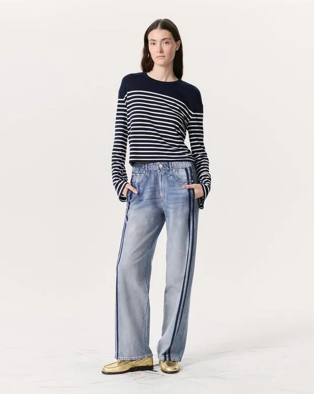 Jackets and Coats rag and bone Women The Knit Striped LongSleeve TShirt IvoryWhiteNavyIvory