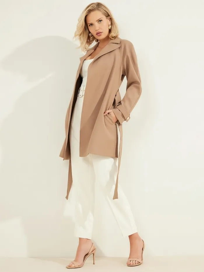 Jackets and Coats Women GUESS Austin Wrap Coat Shiitake Brown