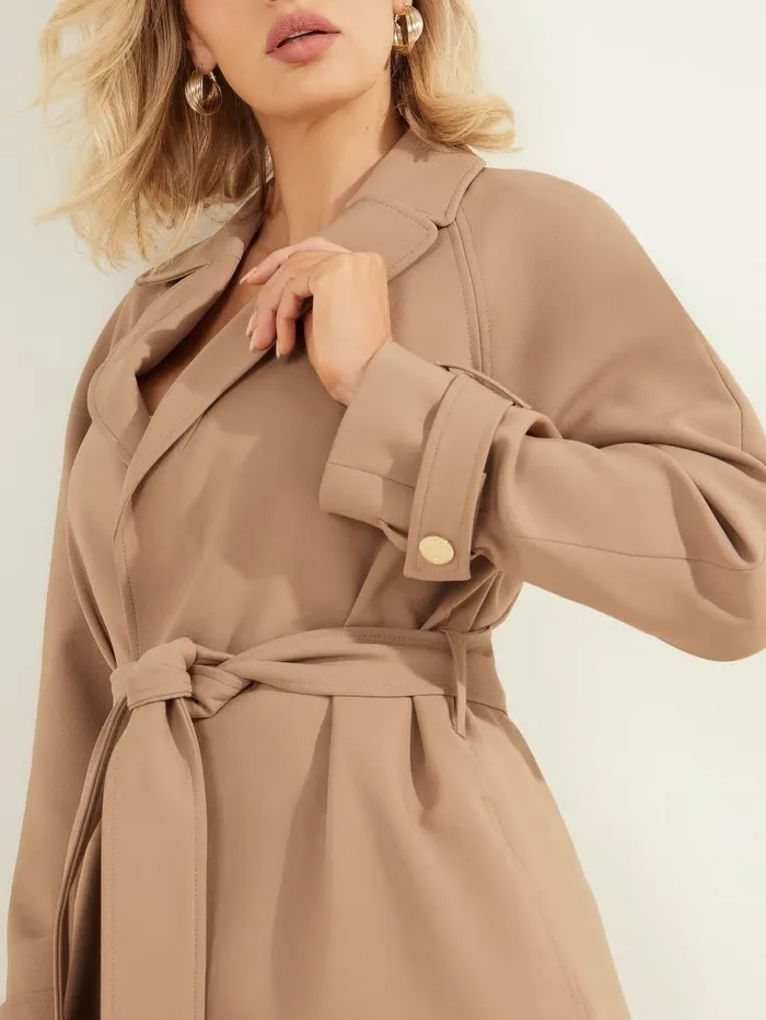 Jackets and Coats Women GUESS Austin Wrap Coat Shiitake Brown