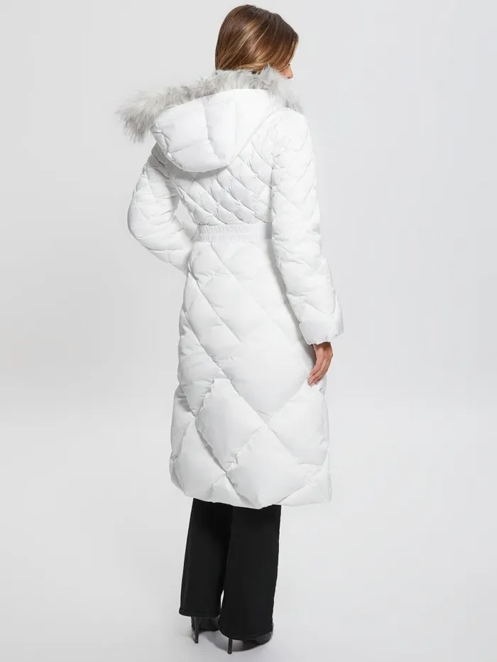 Jackets and Coats Women GUESS Eco Olga Long Down Jacket Pure White Jackets and Coats Women GUESS Eco Olga Long Down Jacket Pure White