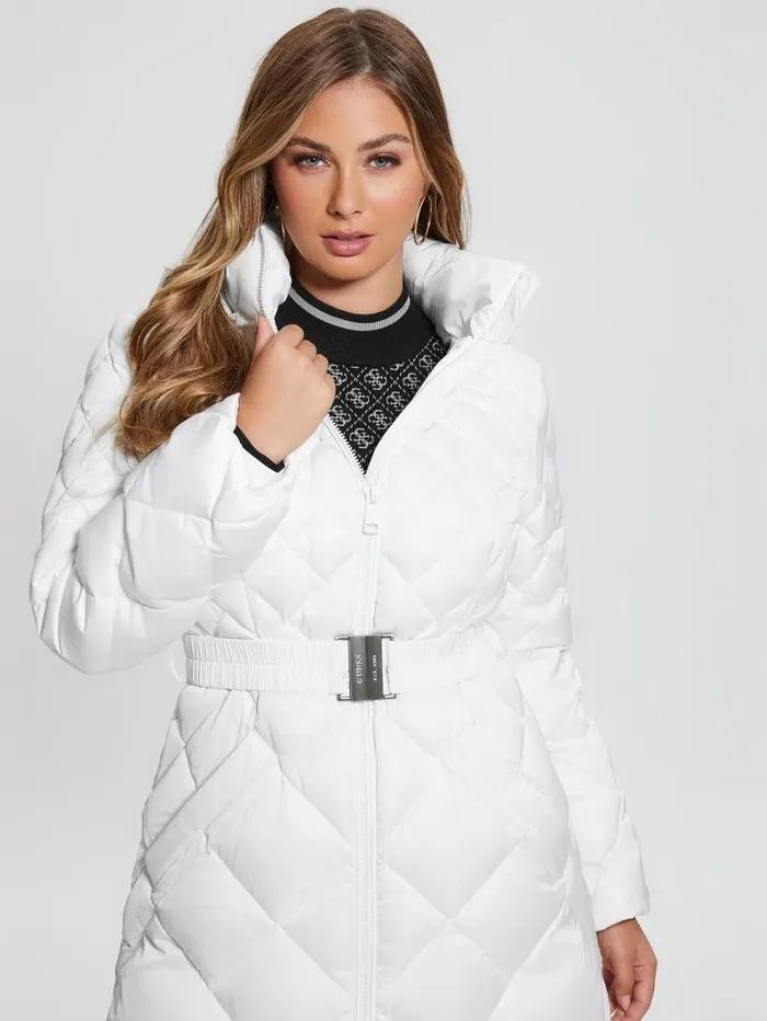 Jackets and Coats Women GUESS Eco Olga Long Down Jacket Pure White Jackets and Coats Women GUESS Eco Olga Long Down Jacket Pure White