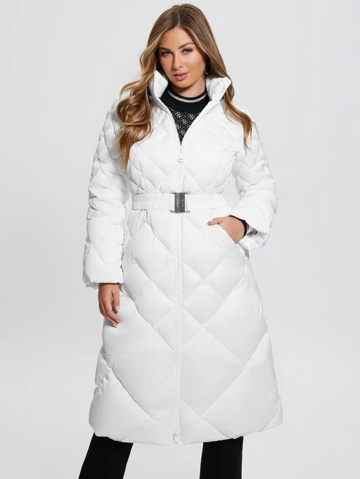 Jackets and Coats Women GUESS Eco Olga Long Down Jacket Pure White Jackets and Coats Women GUESS Eco Olga Long Down Jacket Pure White