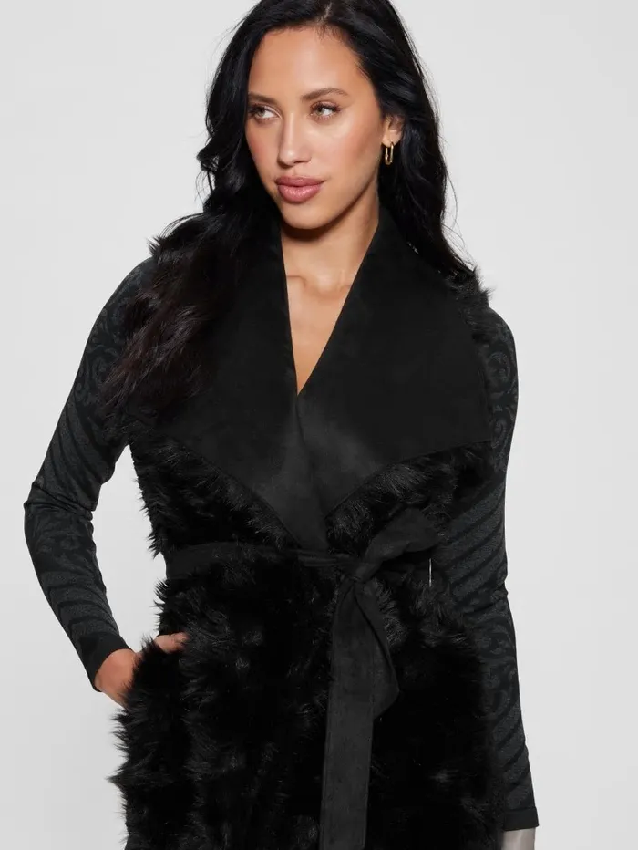 Jackets and Coats Women GUESS Reversible Nami Vest Black