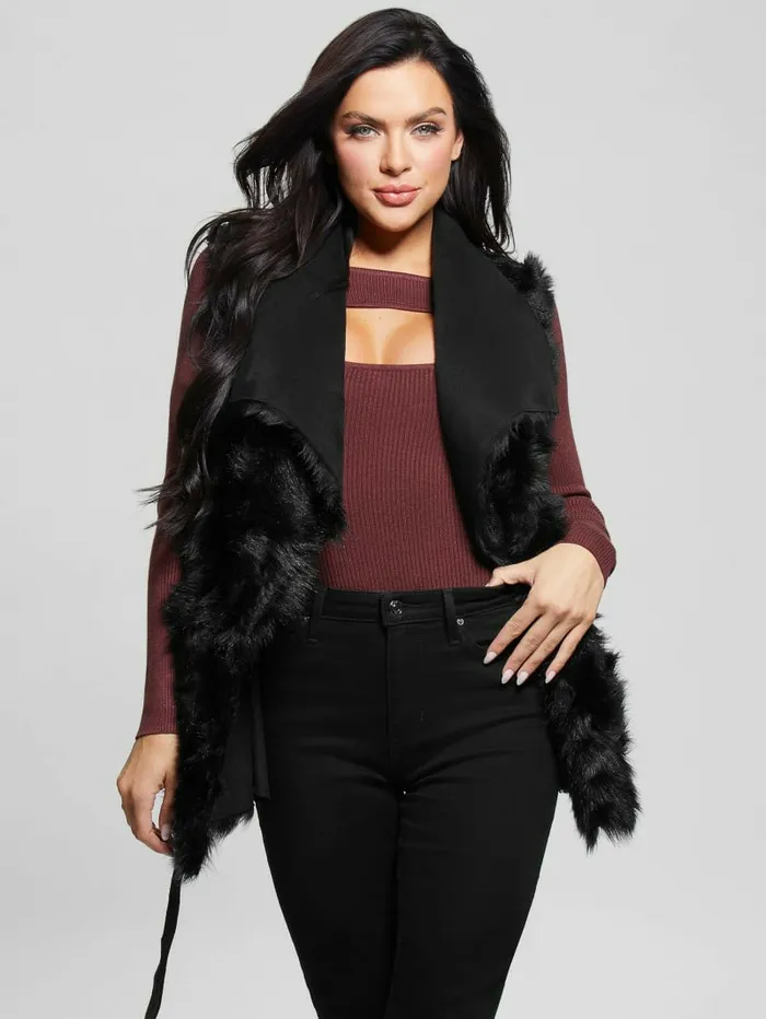 Jackets and Coats Women GUESS Reversible Nami Vest Black Jackets and Coats Women GUESS Reversible Nami Vest Black