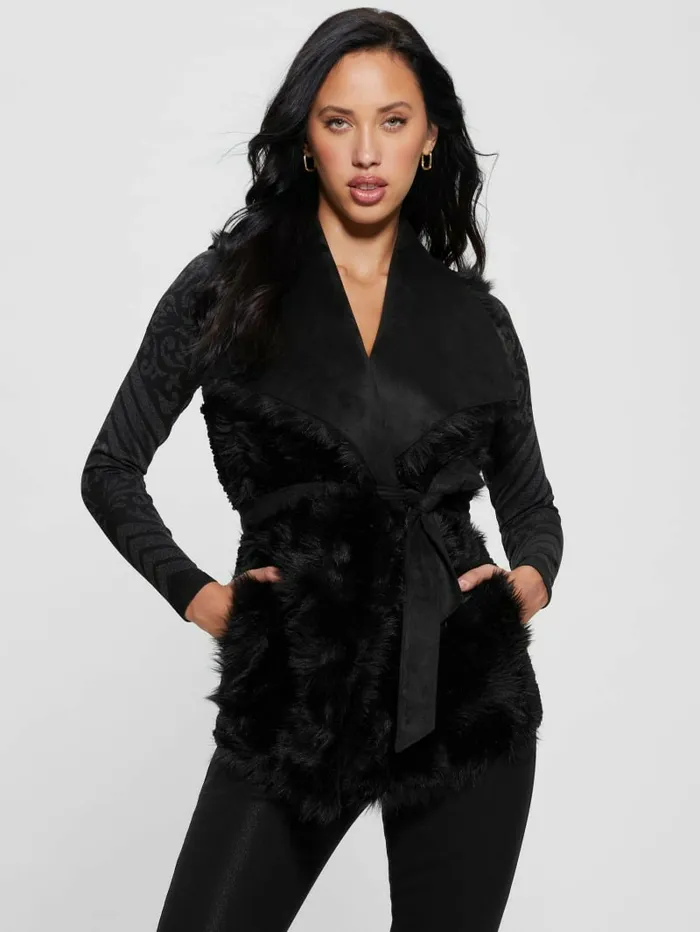 Jackets and Coats Women GUESS Reversible Nami Vest Black Jackets and Coats Women GUESS Reversible Nami Vest Black