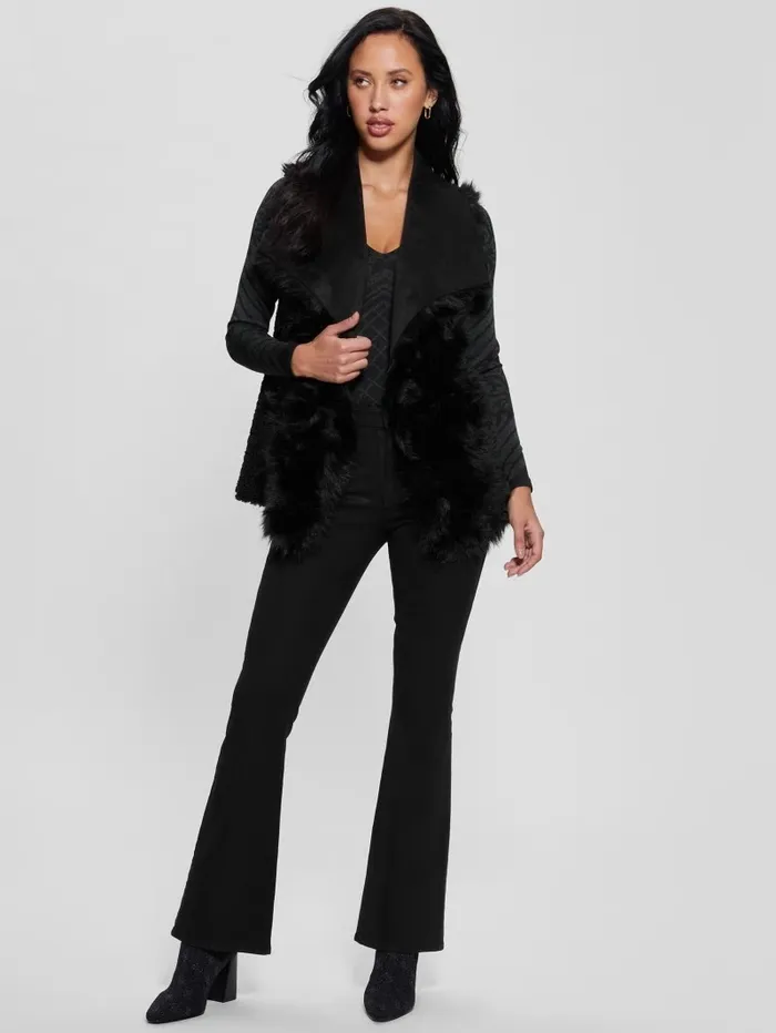 Jackets and Coats Women GUESS Reversible Nami Vest Black Jackets and Coats Women GUESS Reversible Nami Vest Black