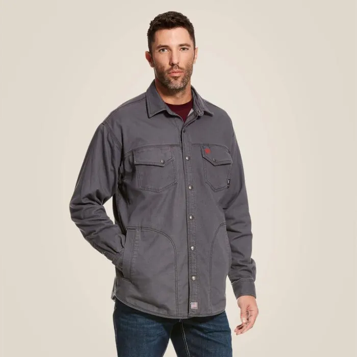 Jackets and Vests Men Ariat FR Rig Shirt Jacket Iron Gray