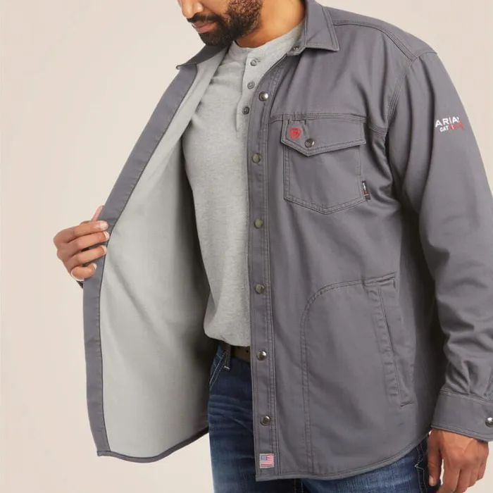 Jackets and Vests Men Ariat FR Rig Shirt Jacket Iron Gray