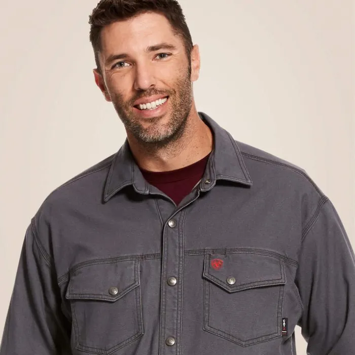 Jackets and Vests Men Ariat FR Rig Shirt Jacket Iron Gray