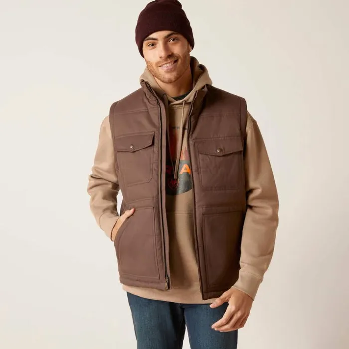 Jackets and Vests Men Ariat Grizzly 20 Canvas Conceal And Carry Vest Bracken