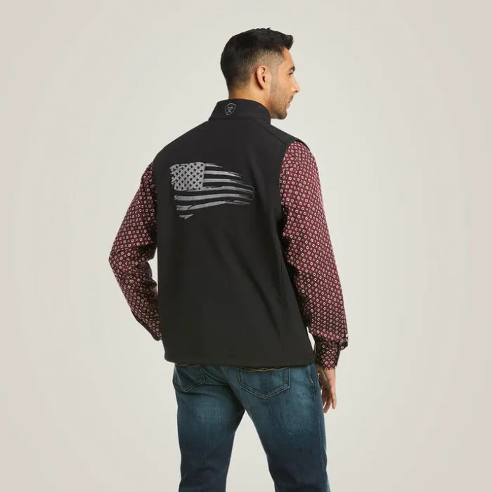 Jackets and Vests Men Ariat Logo 20 Patriot Softshell Vest Black
