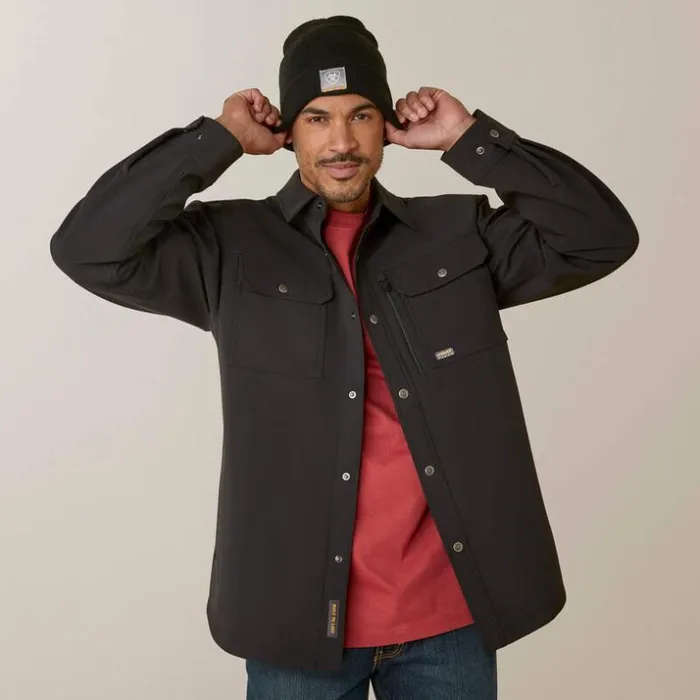 Jackets and Vests Men Ariat Rebar DuraStretch Utility Softshell Shirt Jacket Black Jackets and Vests Men Ariat Rebar DuraStretch Utility Softshell Shirt Jacket Black