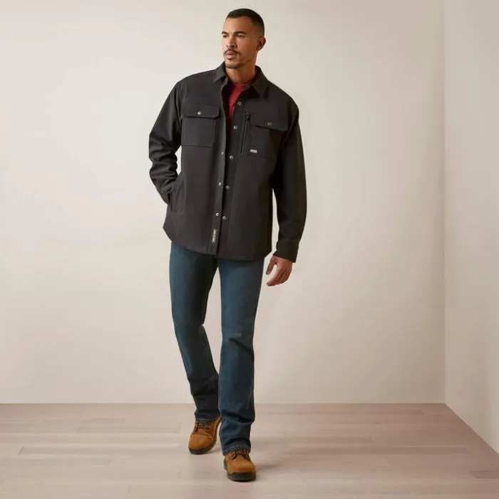 Jackets and Vests Men Ariat Rebar DuraStretch Utility Softshell Shirt Jacket Black