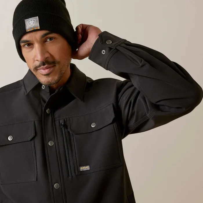 Jackets and Vests Men Ariat Rebar DuraStretch Utility Softshell Shirt Jacket Black