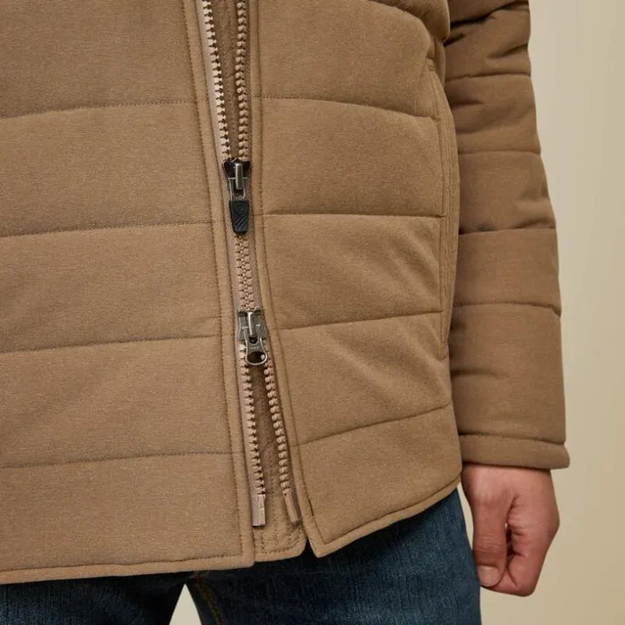 Jackets and Vests Men Ariat Rebar Valiant Stretch Canvas Water Resistant Insulated Jacket Rebar Khaki Heather