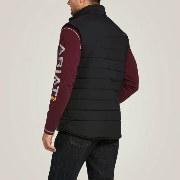 Jackets and Vests Men Ariat Rebar Valiant Stretch Canvas Water Resistant Insulated Vest Black