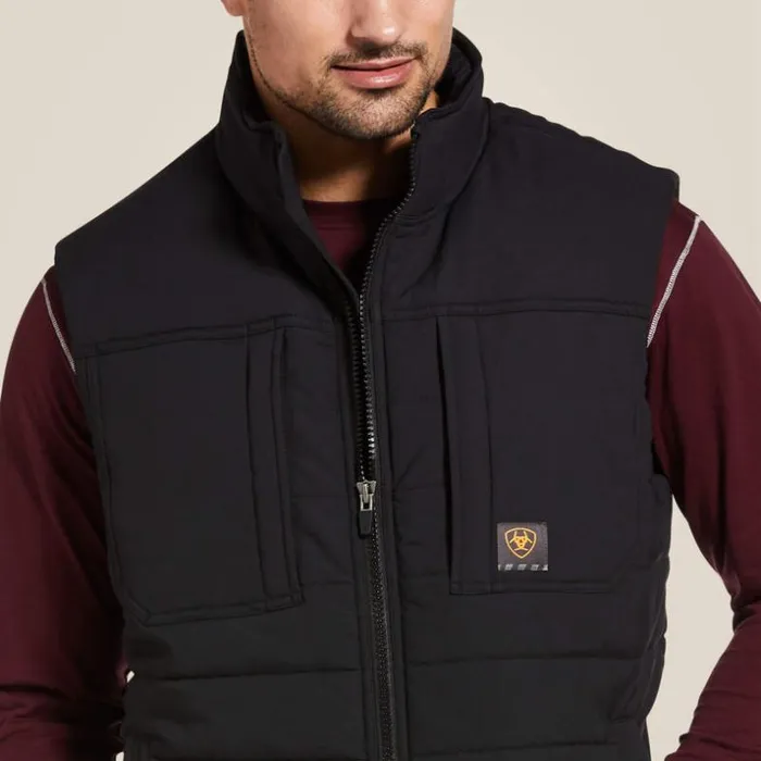 Jackets and Vests Men Ariat Rebar Valiant Stretch Canvas Water Resistant Insulated Vest Black