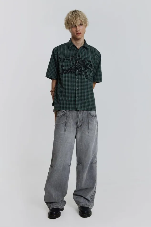 Jaded London Baggy Jeans Men Grey Acid Razor Jeans Grey
