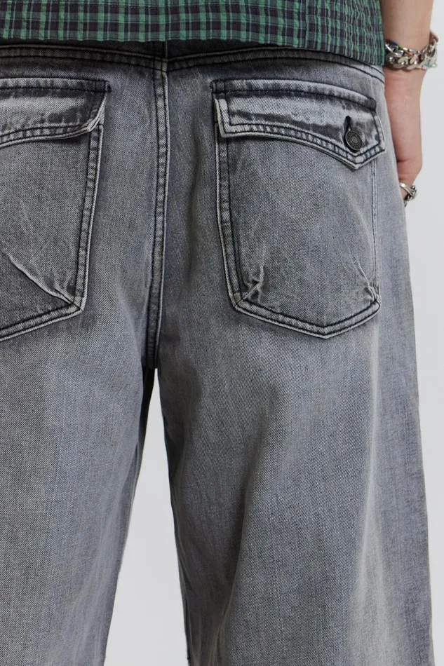 Jaded London Baggy Jeans Men Grey Acid Razor Jeans Grey