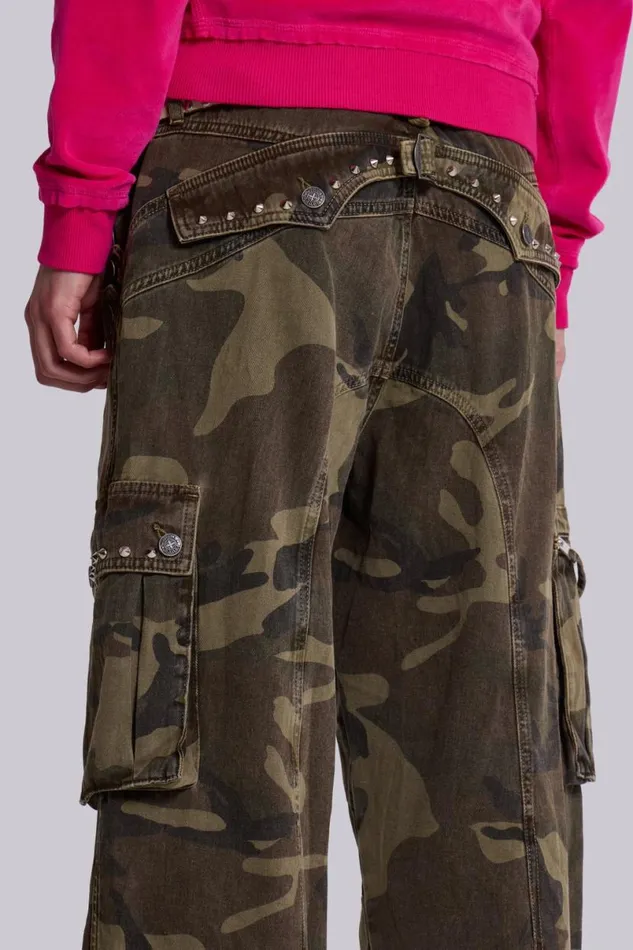 Jaded London Baggy Jeans Men Trooper Camo Cargo Pant Khaki