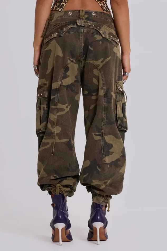 Jaded London Baggy Jeans Men Trooper Camo Cargo Pant Khaki