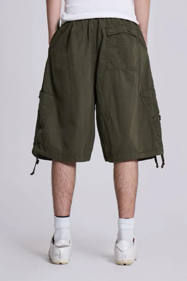 Jaded London Cargo Pants Men Khaki Parachute Cargo Shorts Khaki