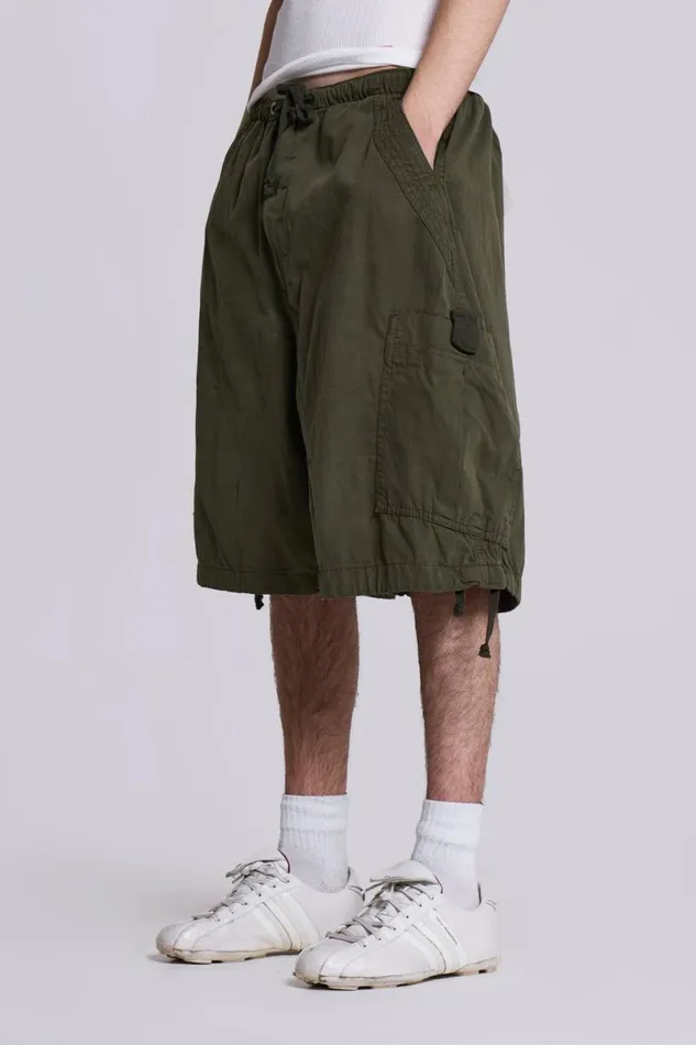 Jaded London Cargo Pants Men Khaki Parachute Cargo Shorts Khaki
