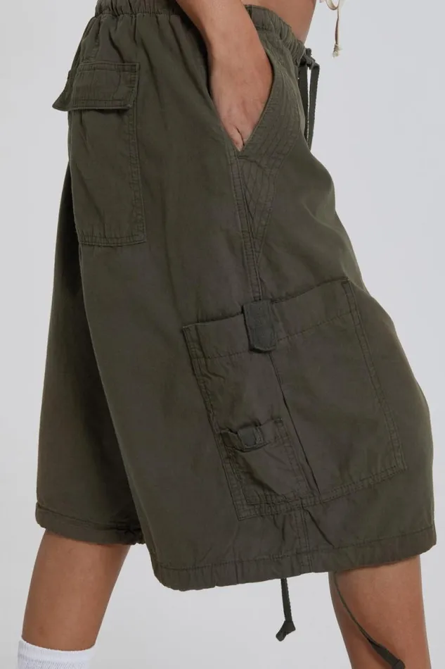 Jaded London Cargo Pants Men Khaki Parachute Cargo Shorts Khaki