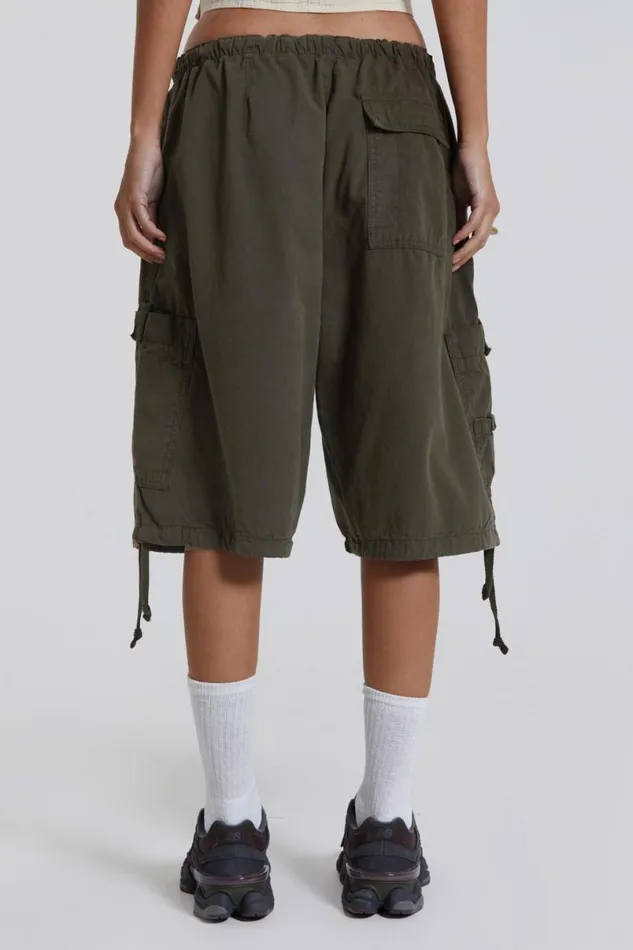 Jaded London Cargo Pants Men Khaki Parachute Cargo Shorts Khaki