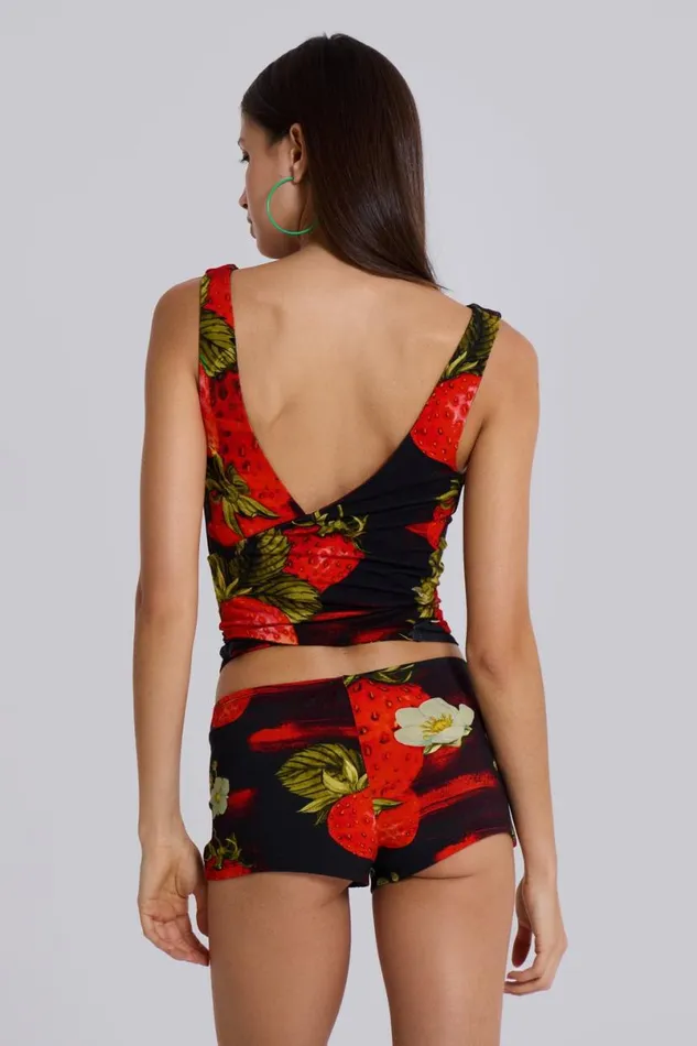 Jaded London CoOrds Women Camarosa Strawberry Wrap Top Red