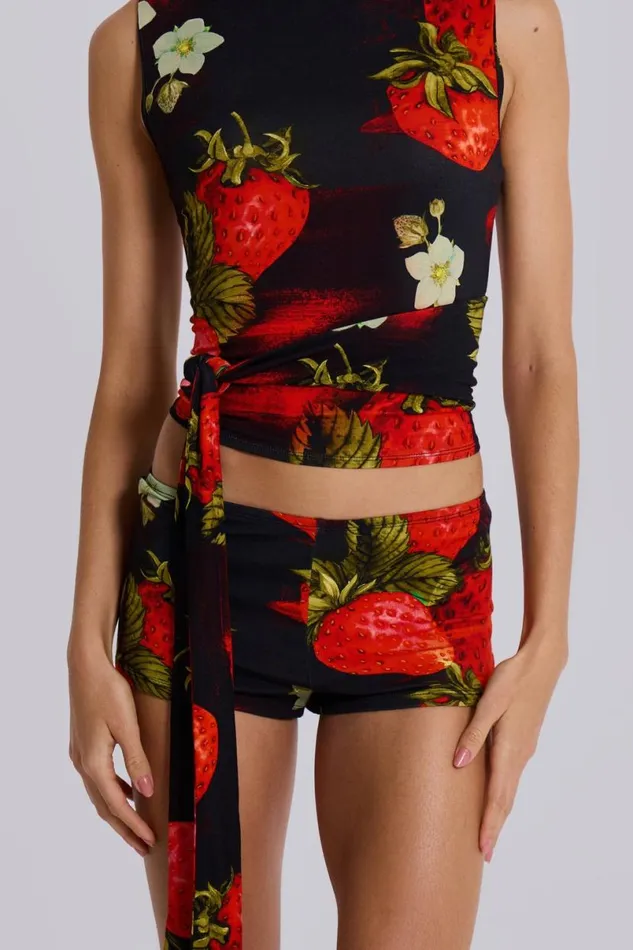 Jaded London CoOrds Women Camarosa Strawberry Wrap Top Red