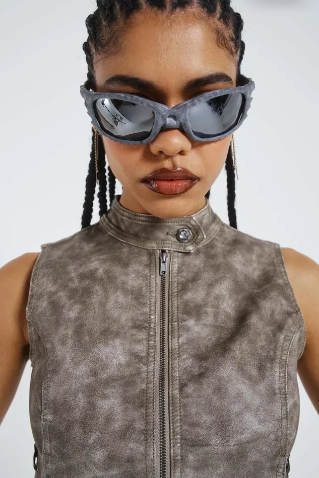 Jaded London CoOrds Women Steel Lace Up Sleeveless Vest Grey