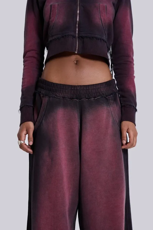 Jaded London CoOrds WomenUnisex Deep Red Fade Baggy Monster Joggers Red