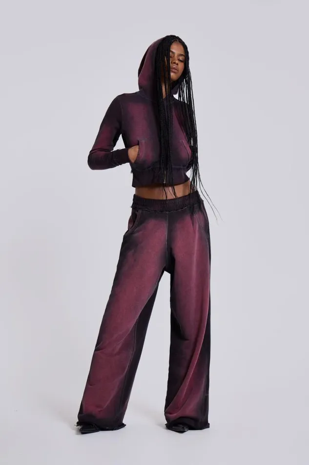 Jaded London CoOrds WomenUnisex Deep Red Fade Baggy Monster Joggers Red