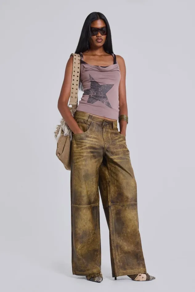 Jaded London CoOrds Women Vaca Faux Leather Colossus Trousers Green