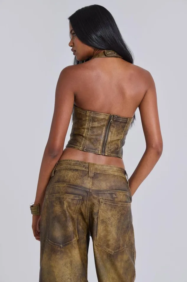 Jaded London CoOrds Women Vaca Faux Leather Colossus Trousers Green