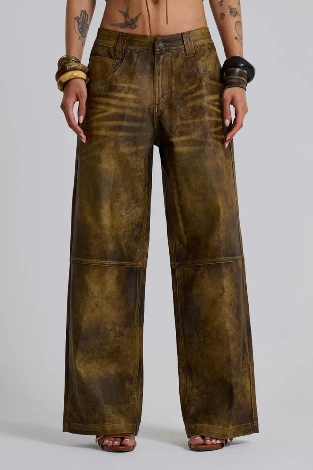 Jaded London CoOrds Women Vaca Faux Leather Colossus Trousers Green