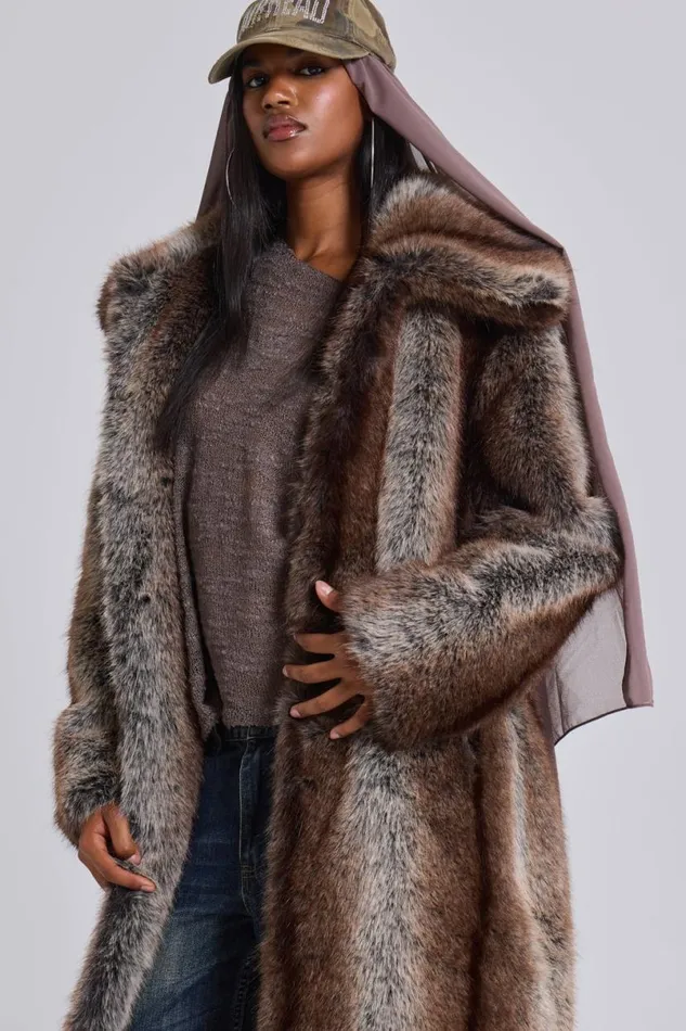 Jaded London Coats Women Agyness Brown Faux Fur Coat Brown Jaded London Coats Women Agyness Brown Faux Fur Coat Brown