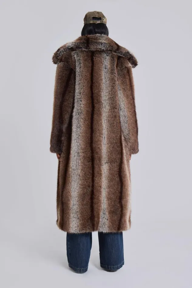 Jaded London Coats Women Agyness Brown Faux Fur Coat Brown Jaded London Coats Women Agyness Brown Faux Fur Coat Brown