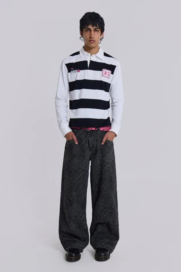 Jaded London Colossus Jeans Men Charcoal Leopard Fade Colossus Jeans Multi