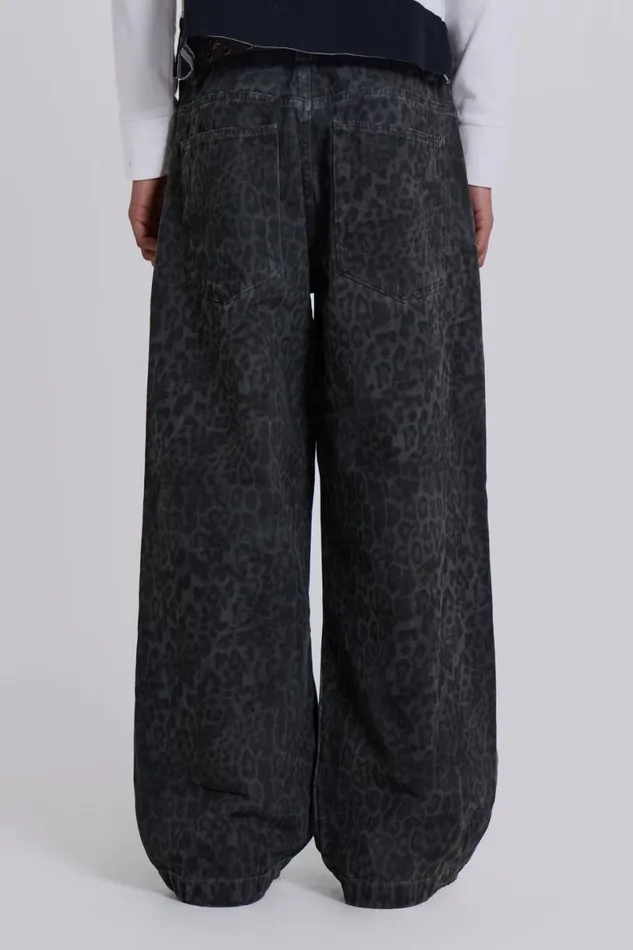 Jaded London Colossus Jeans Men Charcoal Leopard Fade Colossus Jeans Multi