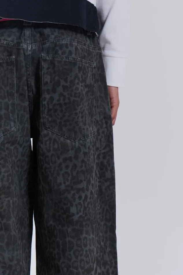 Jaded London Colossus Jeans Men Charcoal Leopard Fade Colossus Jeans Multi