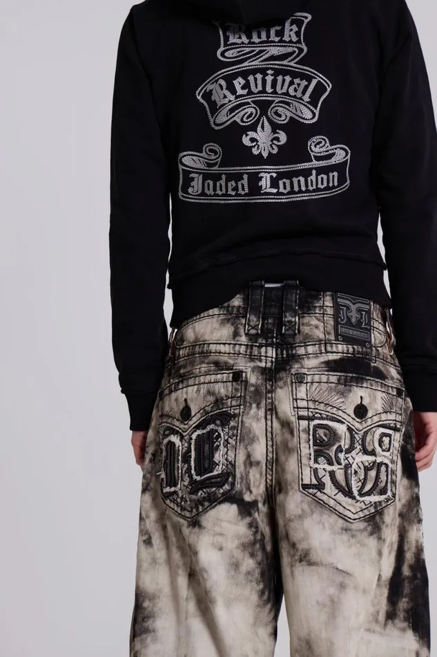 Jaded London Colossus Jeans Men Rock Revival Sirus Colossus Jeans Black