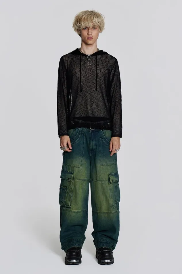 Jaded London Colossus Jeans Men Sandblast Monster Cargo Jeans Blue