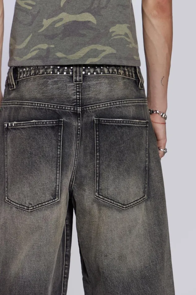 Jaded London Colossus Jeans Men Stud Colossus Jeans Black