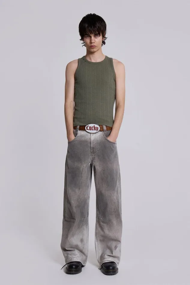 Jaded London Colossus Jeans Men Tar Wash Colossus Jeans White