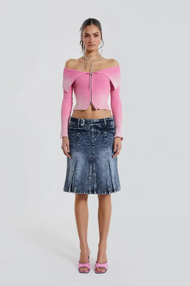 Jaded London Denim Skirts Women The Hills Denim Midi Skirt Blue